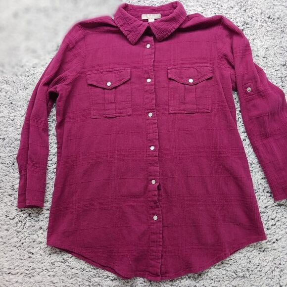 Woman Within 14/16 Medium size. Pearl Button Down 100% Cotton Long Sleeve Shirt. - Picture 11 of 16